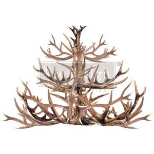 ANTLER CHANDELIER Redesign with Prima Decor Rub On Transfer! ~ DIY / Upcycling
